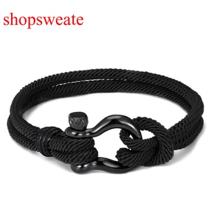 SHOPSWEATE Stainless Man Band Horseshoe Buckle Stainless Steel Jewelry Bracelet
