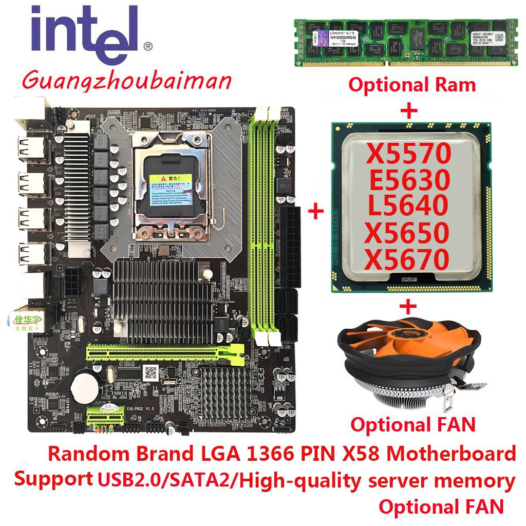used X58 motherboard + server memory reg ecc ram + quad-core 8-thread