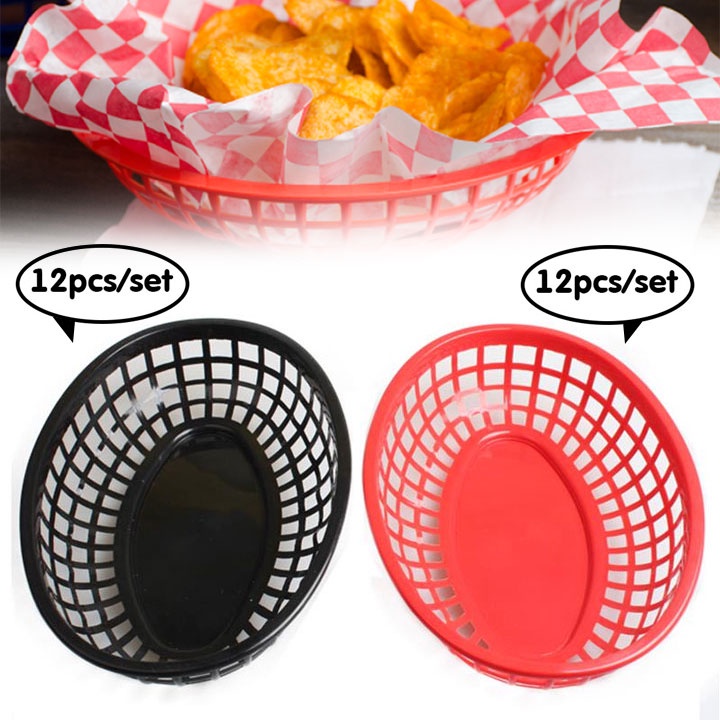 lhei 12pcs/set Plastic Serving Platter Oval Food Baskets Shopee