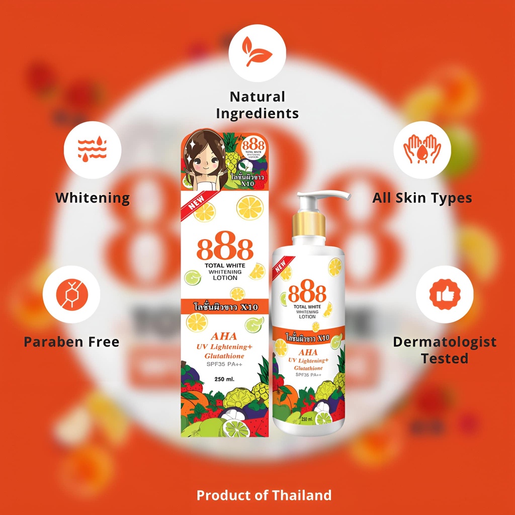 888 Total White Whitening Lotion 250 ml SPF 25 PA++ Shopee Philippines