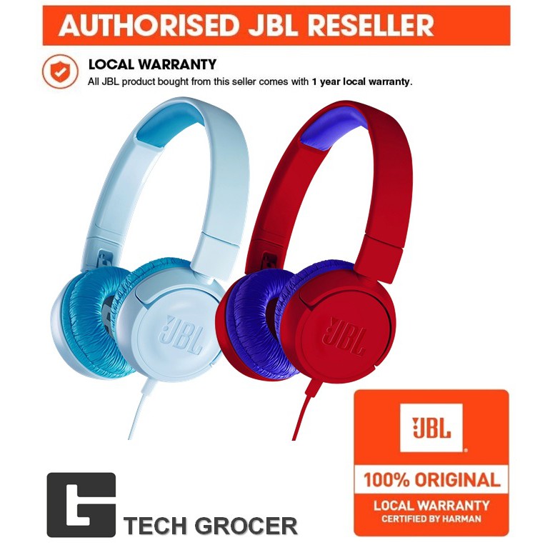 JBL JR300 Kids On-Ear Headphones (Ice Blue / Spider Red ...