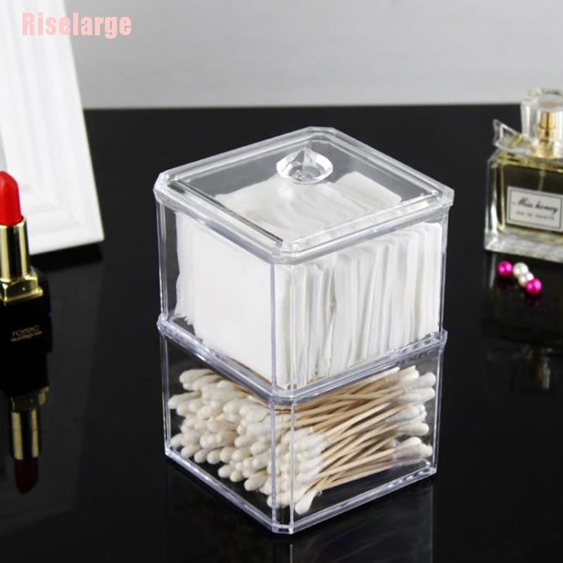 Riselarge Two Layer Makeup Holder Cotton Pad Container Cosmetic Organizer Storage Case Shopee Philippines