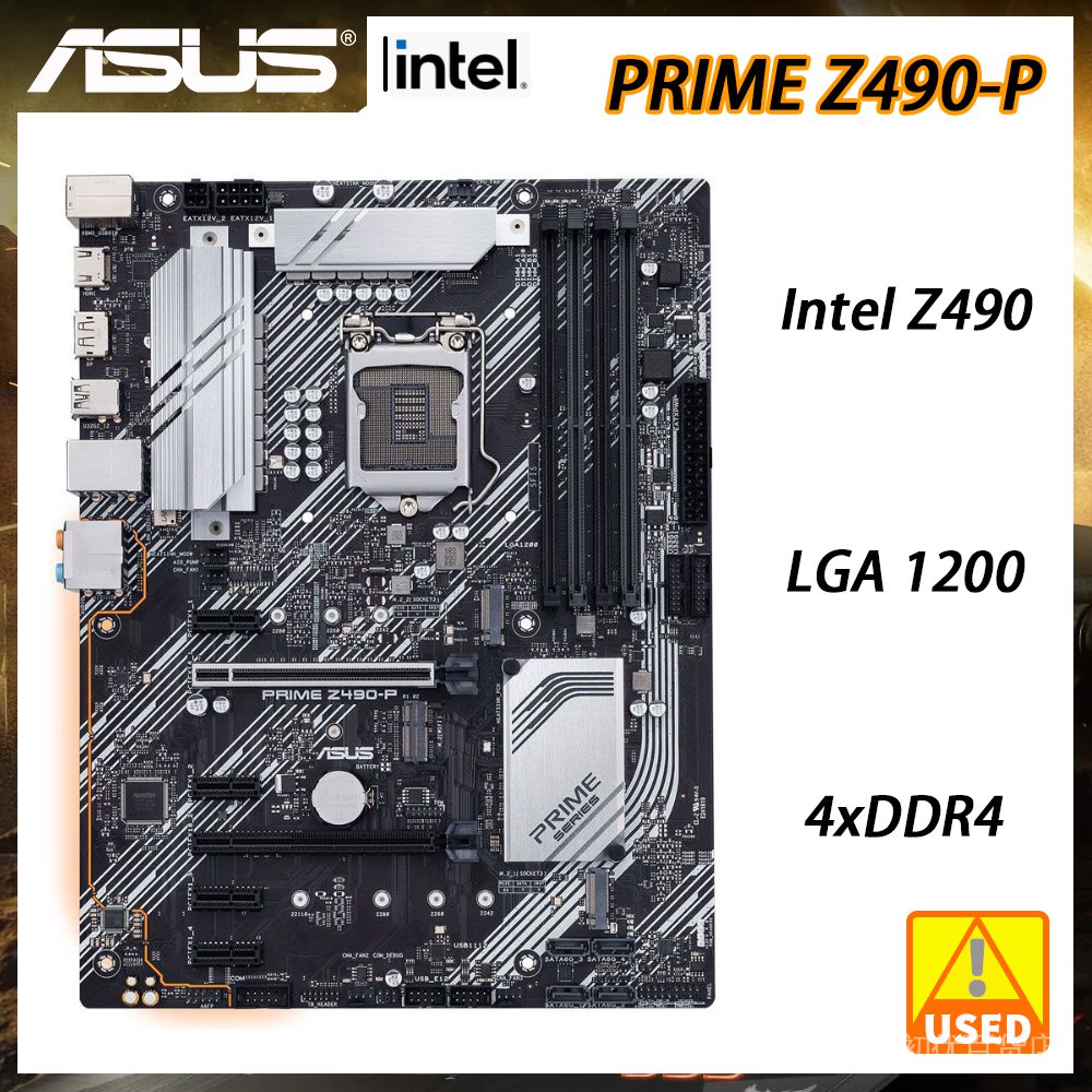 Asus PRIME Z490P LGA 1200 PCIE 3.0 DDR4 128GB Z490 Motherboard 4 SATA III 2 M.2 ATX