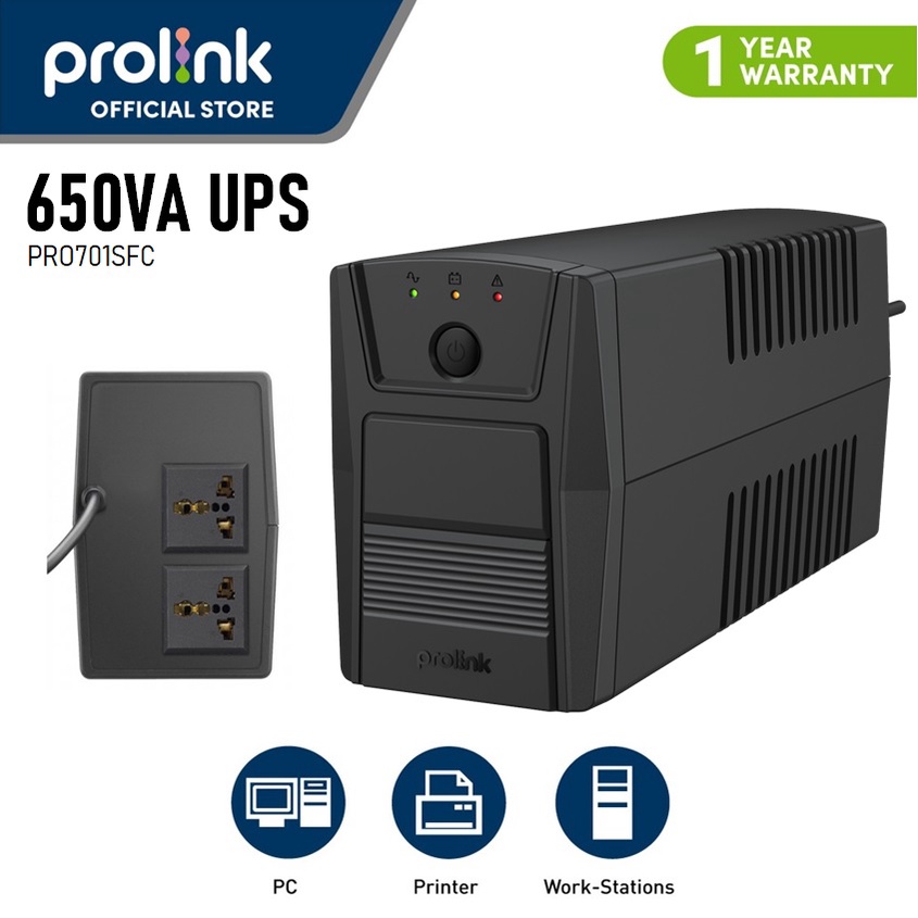 Prolink Pro701Sfc 650Va Ups Power Supply Line Interactive With Fast