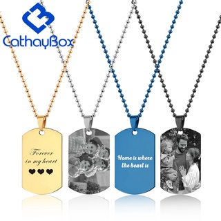 Personalized Custom Photo Engrave Stainless Steel ID Dog Tag Pendant Necklace CB19A010