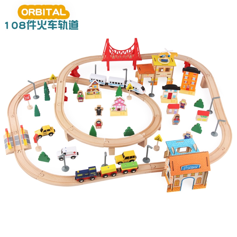 kids wooden train track
