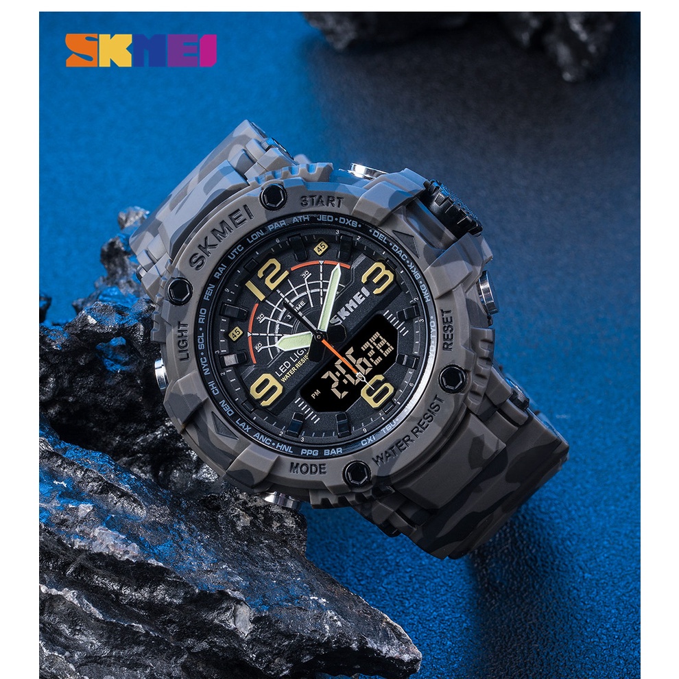 SKMEI Official Men Analog Digital Sporty World Time Original Watch Waterproof Large Dial relo
