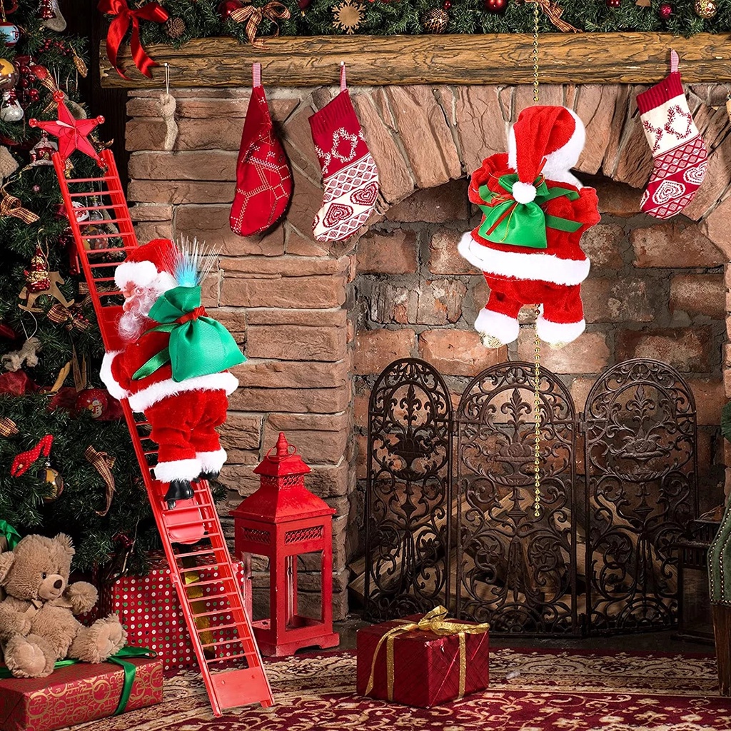 Santa Claus Climbing Ladder Christmas Decorations Electric Santa Claus Musical Climbing Ladder 9344