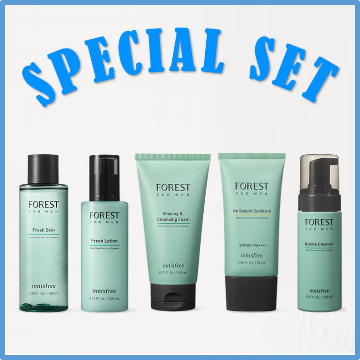 innisfree Forest For Men Set ( No Sebum Sunblock, Shaving Foam, Fresh