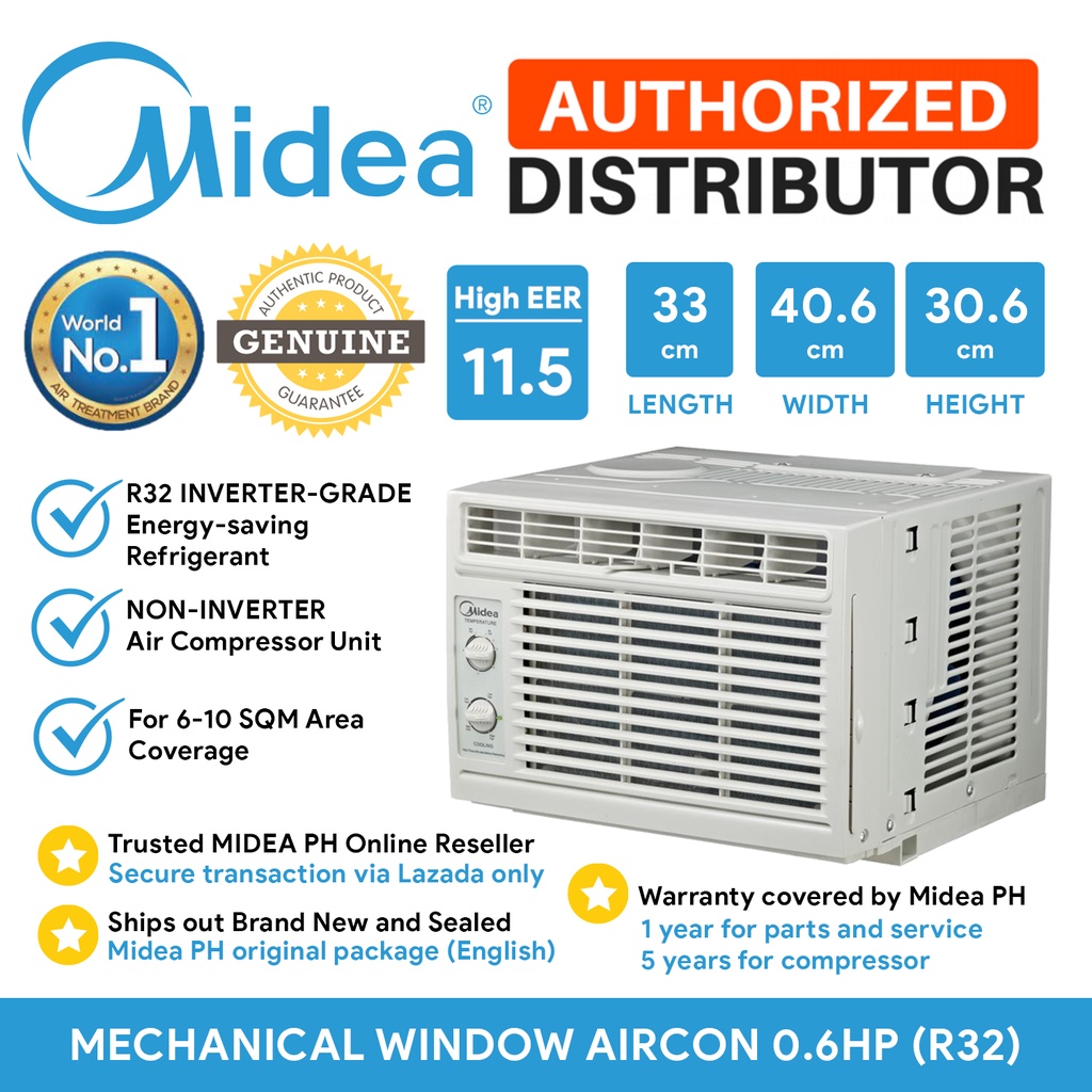 ORIGINAL MIDEA Aircon 0.6HP HIGH EER 11.5 USING R32 InverterGrade