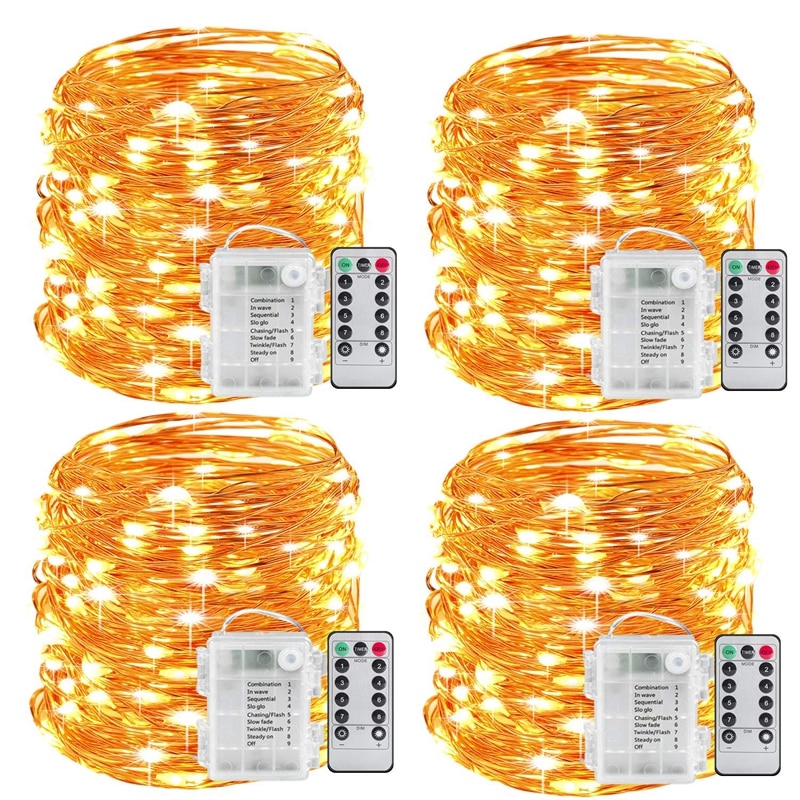 10M 100LED copper Wire Battery LED String Light with Remote Controller For party Fairy Light