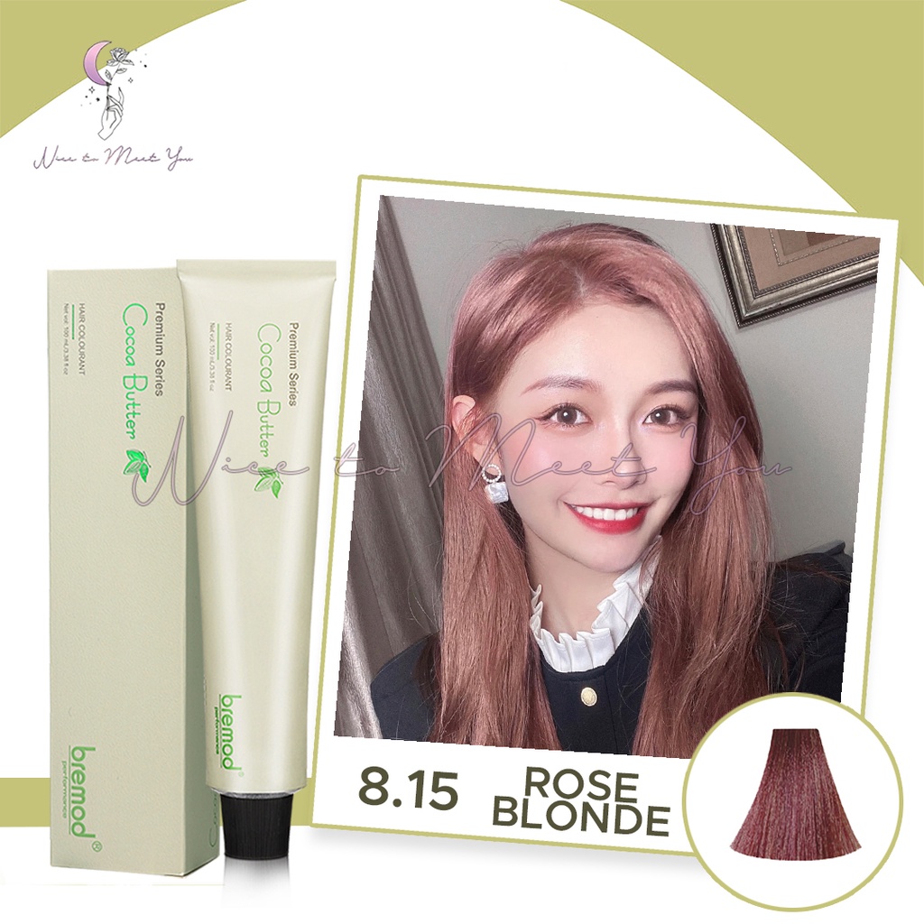 Bremod Premium Series Cocoa Butter Hair Color Package Hair Dye Set 8.15 Rose Blonde Beauty Care