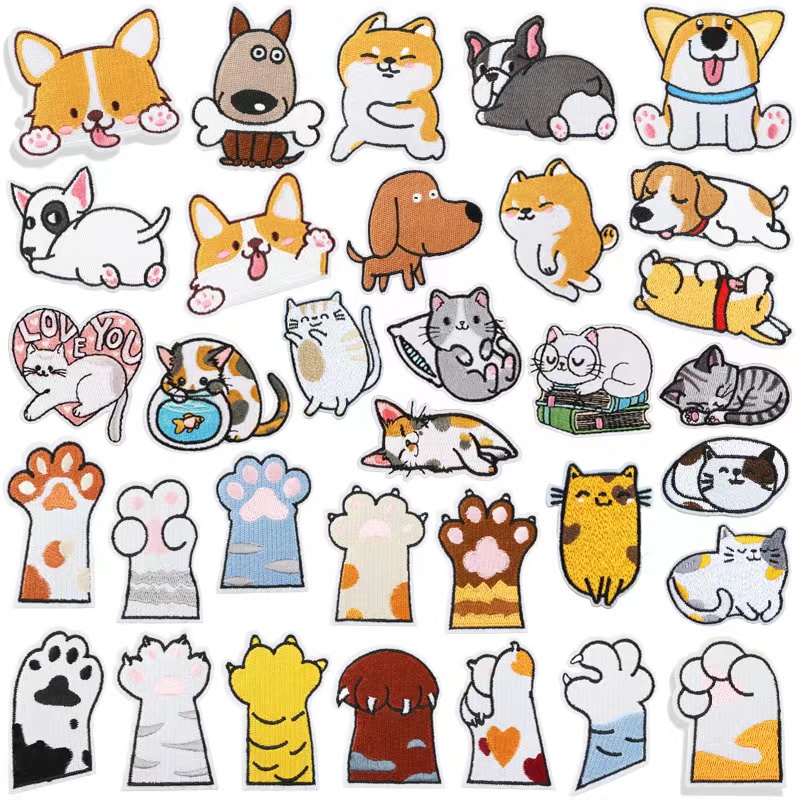 Embroidery cloth sticker puppy embroidery sticker kitten patch sticker cartoon  cat paw | Shopee Philippines