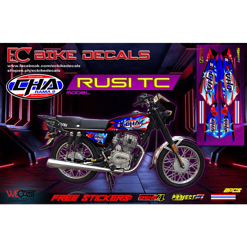 Rusi Tc 125 150 Cha Motorcycle Decals With Free Stickers Shopee