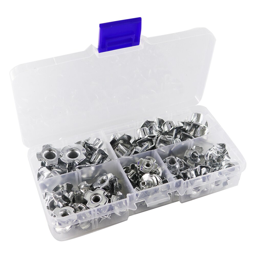 Screw 90PCS M3 M4 M5 M6 M8 Four Pronged T Nut Thread For Wood Insert