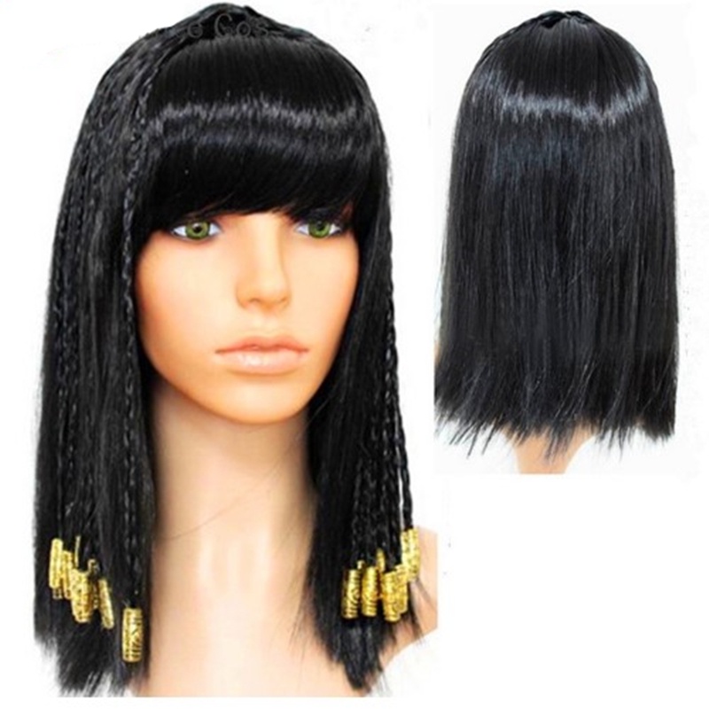 Black Cleopatra Wig Decoration Ancient Egypt Hair Halloween Party Women