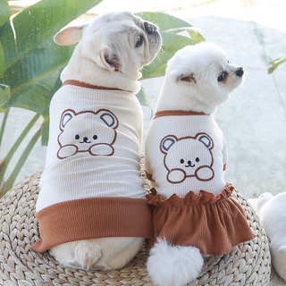 Couple Pet Clothes Cute Bear Dog Dress for Shih Tzu Puppy Tshirt Cat Costume Dog Skirt