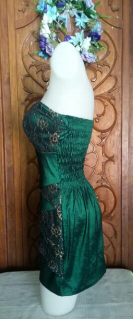 green and gold cocktail dress