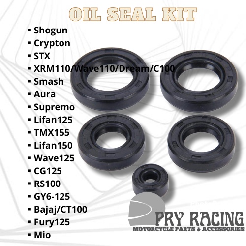 PRY RACING MOTORCYCLE OIL SEAL KIT SHOGUN CRYPTON STX XRM WAVE SMASH MIO LIFAN TMX BAJAJ RS100