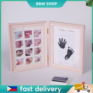 B&W SOME Newborn Baby Hand Foot Ink Pad Print Infants Full Moon Age Photo Frame