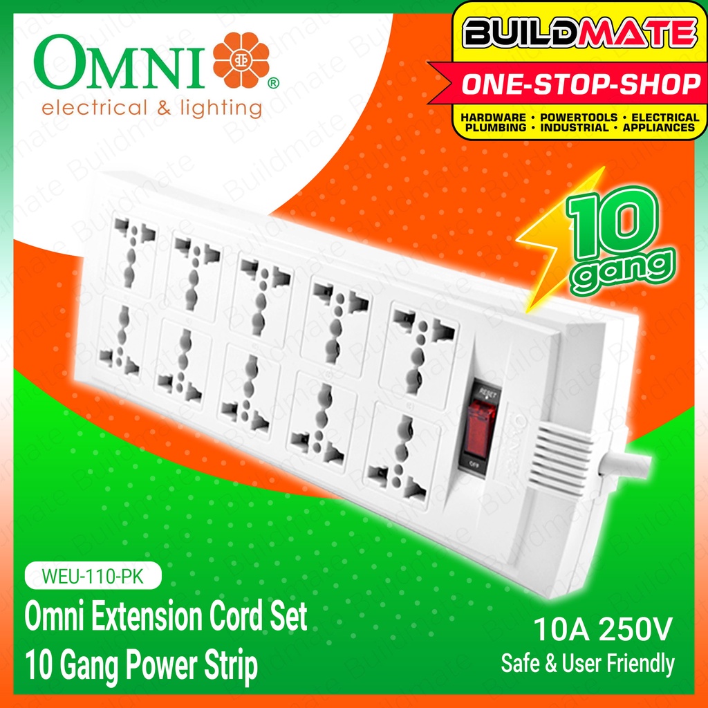 OMNI Universal Extension Cord Set with Switch Surge Protector 10 Gang