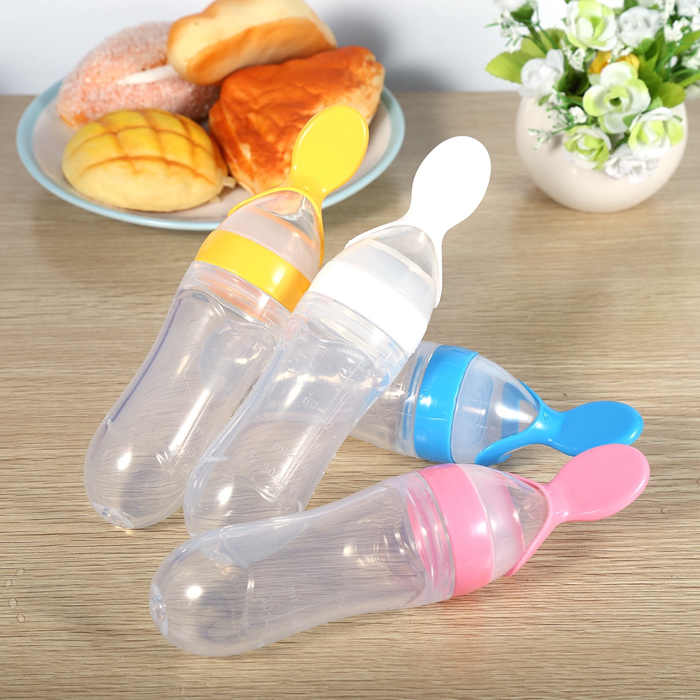 1pc 90ml Silicone Baby Toddler Baby Cereal Feeding Bottle Shopee
