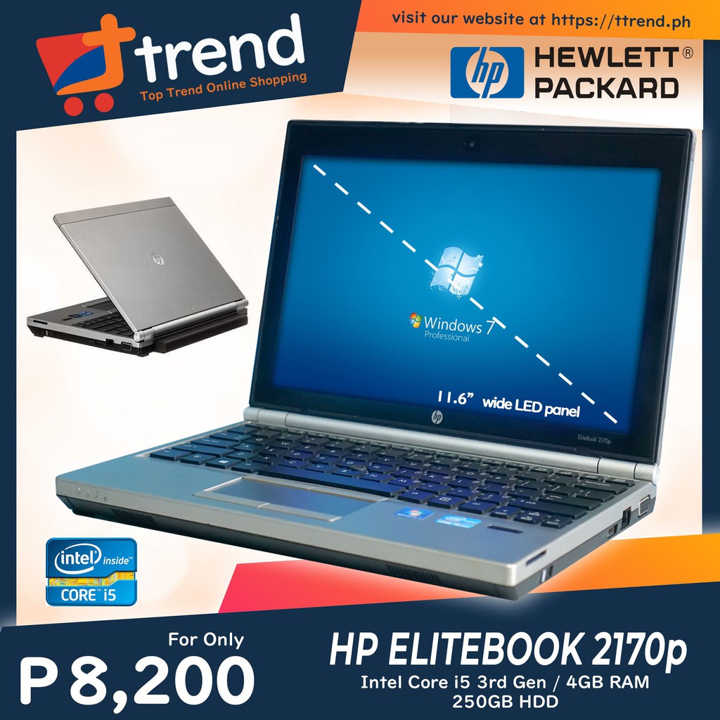 Hp Elitebook 2170p Intel Core I5 3rd Gen 11 6 Notebook Laptop Shopee Philippines