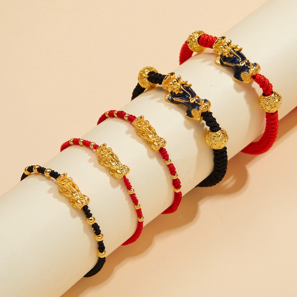 Red Rope Woven Transfer Beads Pixiu Lucky Bracelet To Ward Off Evil Spirits And Attract Wealth Transfer Hand Rope Fashion Jewelry Accessories