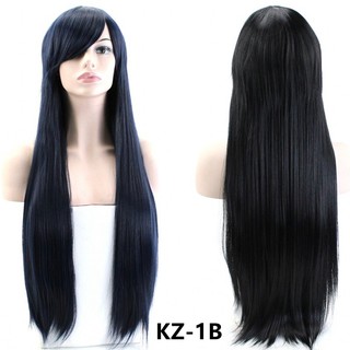 Cosplay anime wig long straight hair female 80cm black and white red