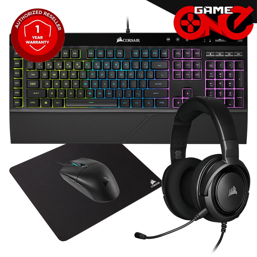 Corsair 4 in 1 Bundle [K55 RGB Keyboard HS35 Gaming Headset Katar