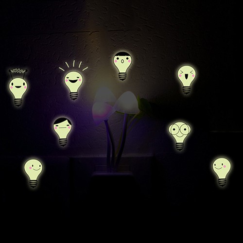 8 Pcs Light Bulb Glow In The Dark Ceiling Wall Stickers Baby