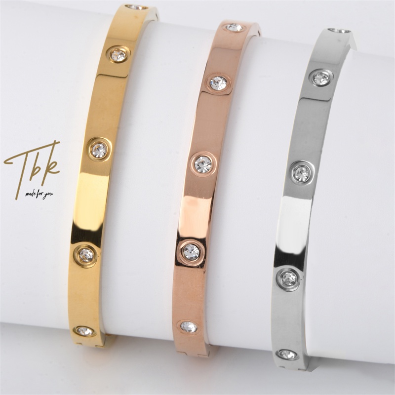 TBK Bangle Bracelet for Women Stainless Steel Fashion Accessories Jewellery Hypoallergenic 994b