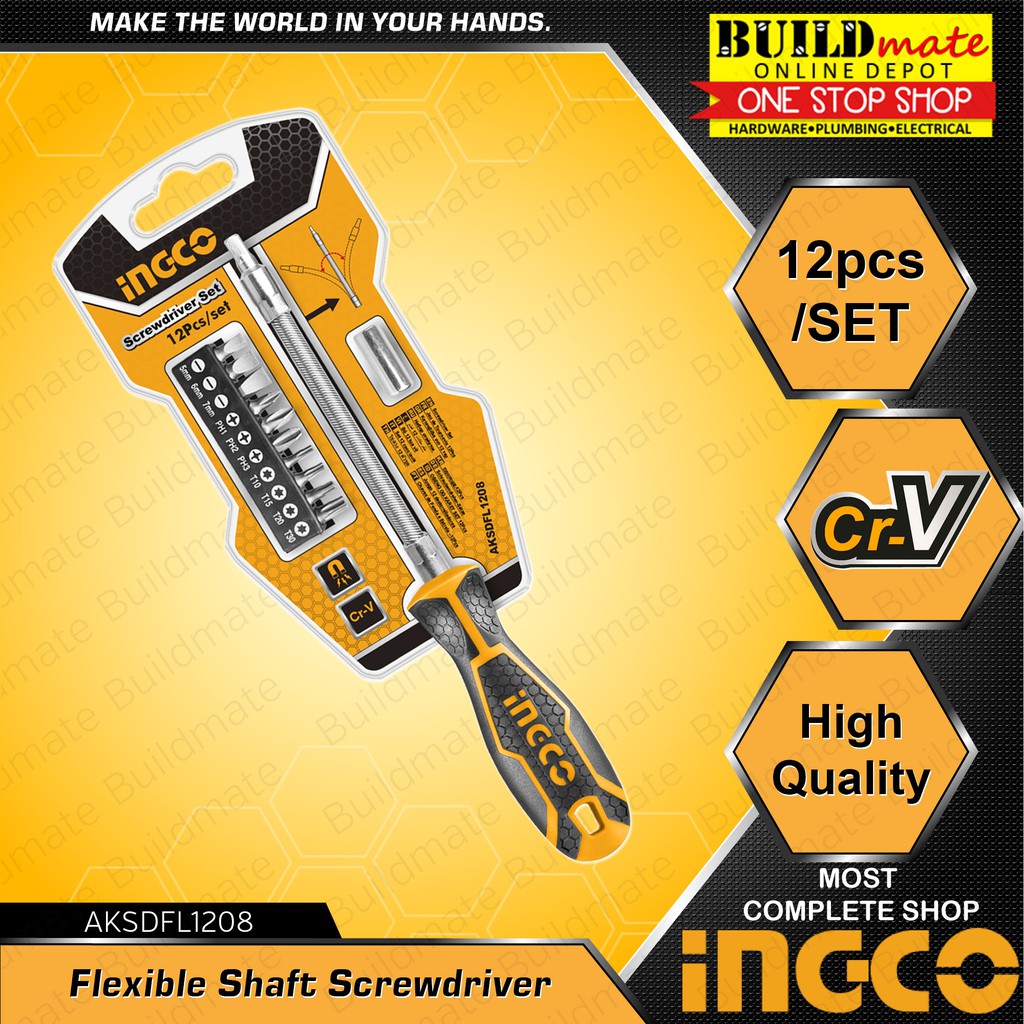 INGCO Flexible Shaft Screwdriver 12PCS/SET AKSDFL1208 Shopee Philippines