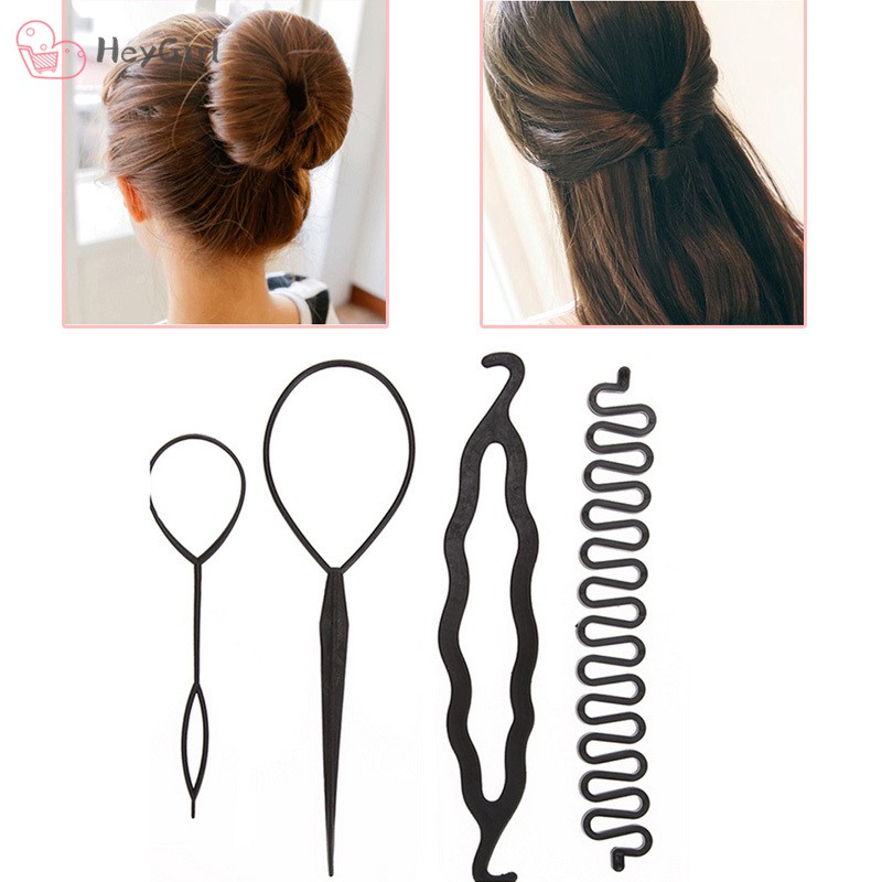 4pcs Set Magic Hair Braiding Twist Curler Set Hairpin Holding