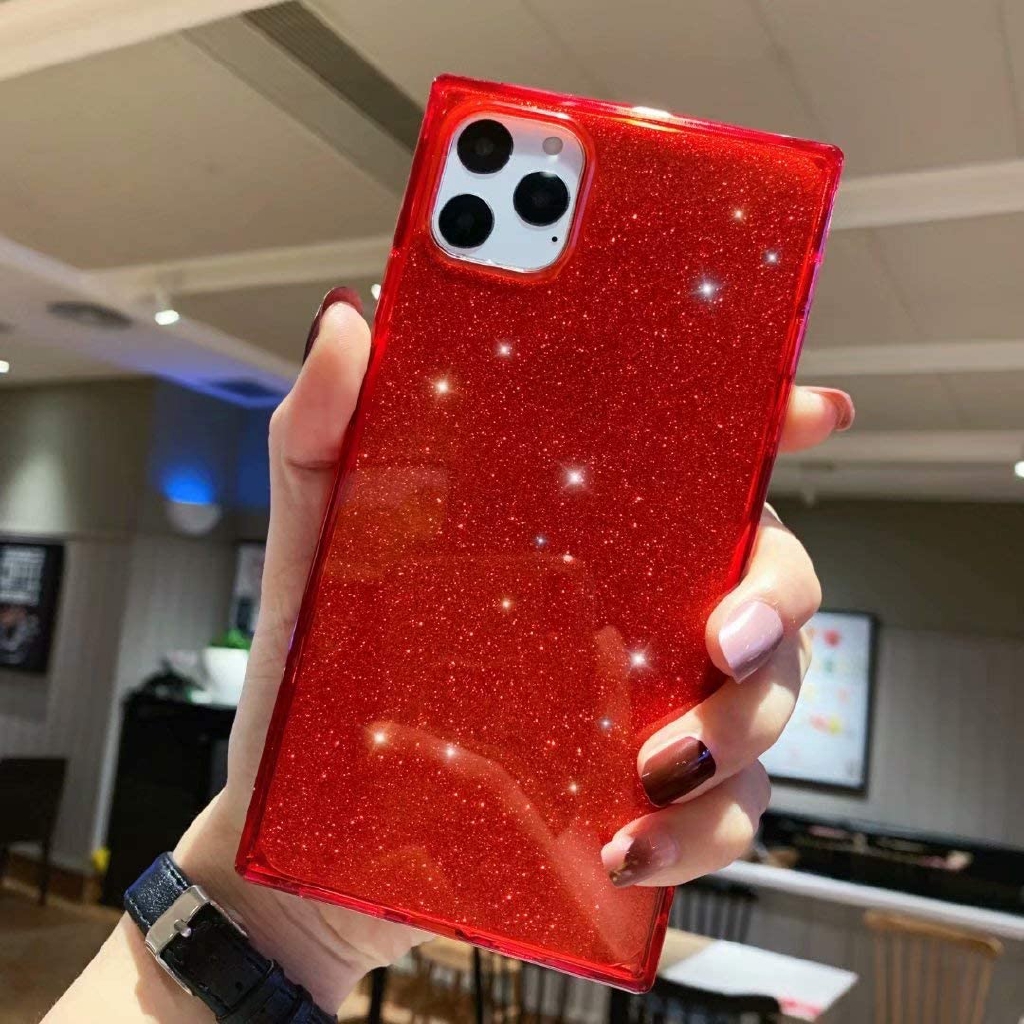 Square Case For Iphone 11 Pro Max Case Tzomsze Glitter Iphone 11 Pro Max Case Reinforced Corners Tpu Cushion Crystal Clear Slim Shock Absorption Tpu Shell Red Shopee Philippines