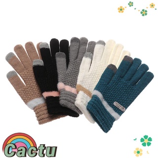 CACTU Women Knitted Winter Warm Full Finger Touch Screen Gloves Cycling Skiing Fashion Stretch Outdoor Thicken/Multicolor