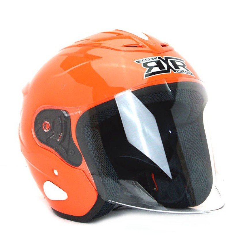 fluorescent orange motorcycle helmet