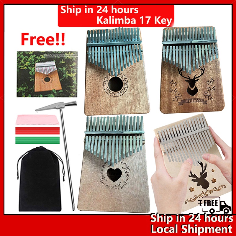 Hand held Mbira Finger Piano Portable Wood Musical Instrument Gifts for Kids Adult Beginners Kalimba Thumb Piano 17 Keys 