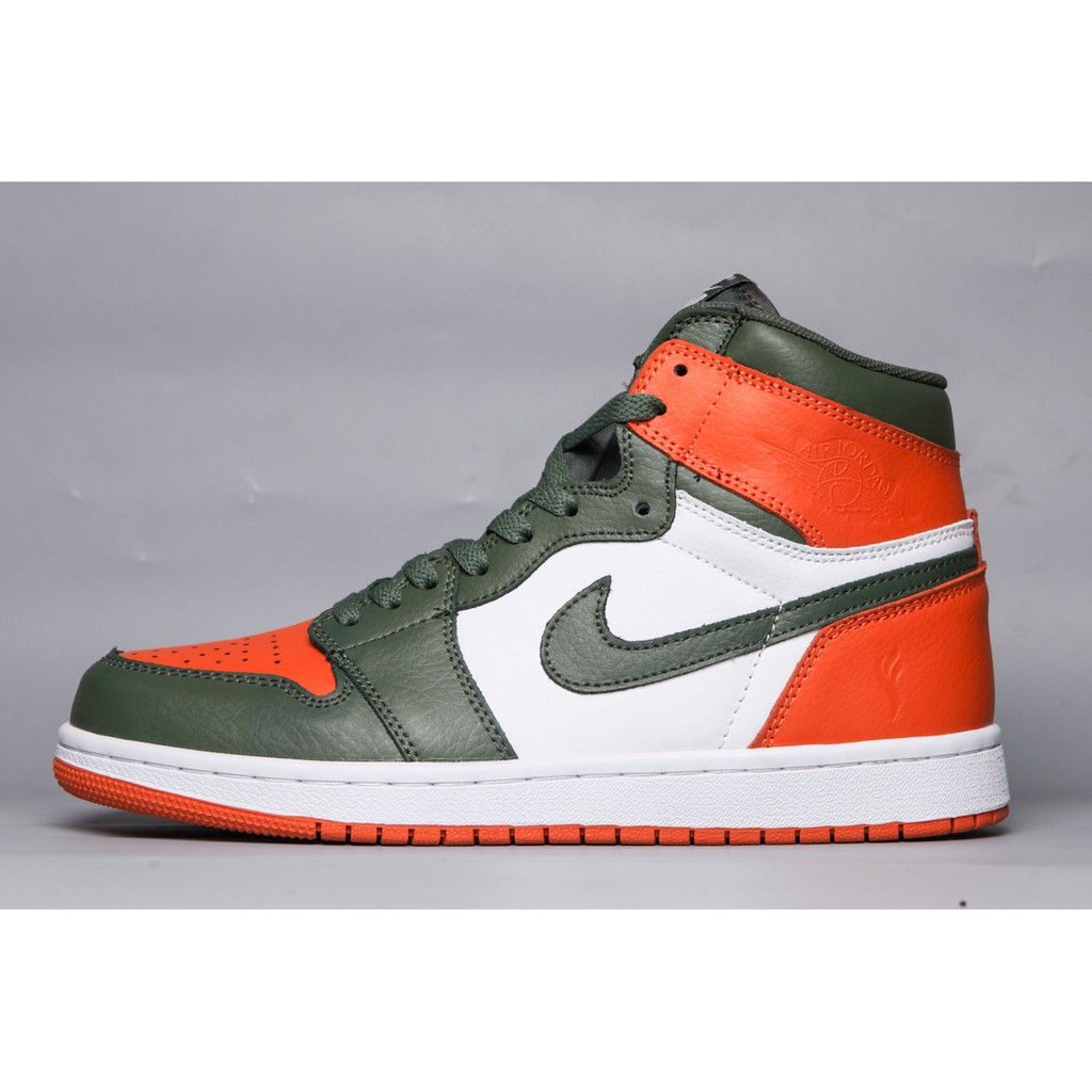 orange green jordan 1