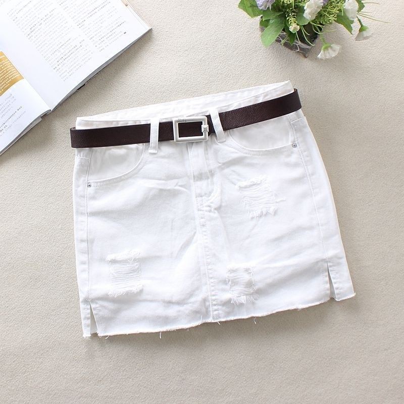 short white denim skirt