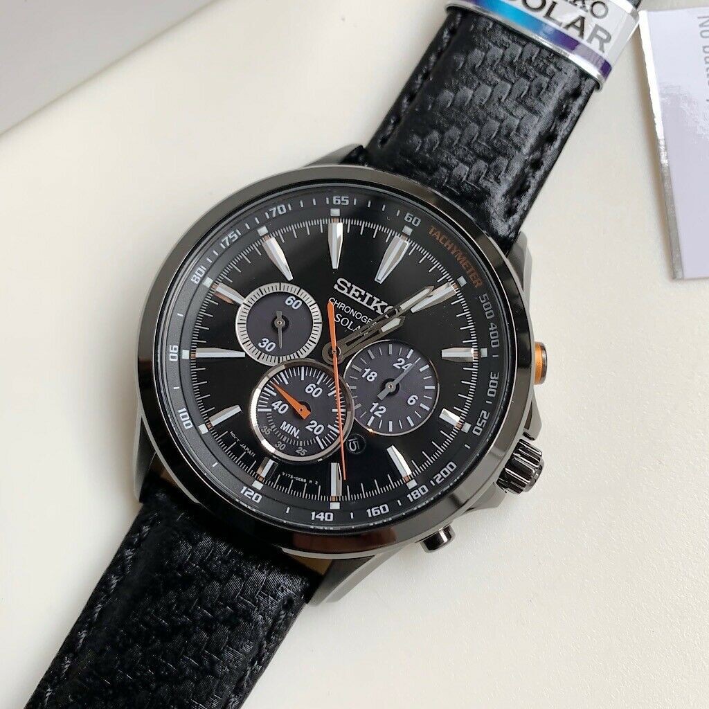 BNEW AUTHENTIC Seiko Solar Watch SSC499P1 Chronograph Tachymeter Black  Leather | Shopee Philippines