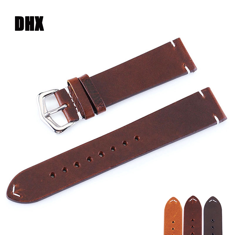18mm 20mm 22mm 24mm High-end Retro 100% Calf Leather Watch band Genuine Leather Straps Free shipping