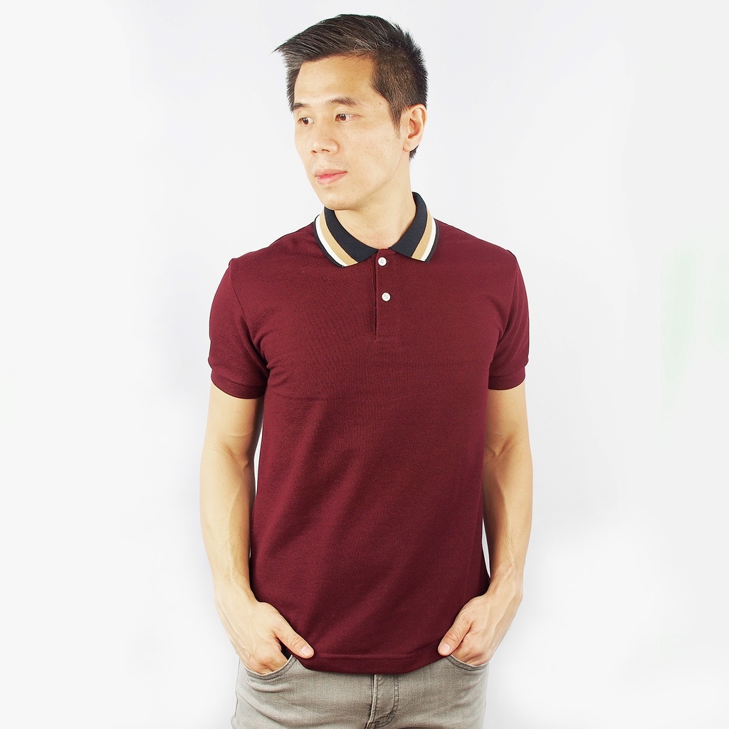 Vurve Albert maroon plain honeycomb polo shirt for men | Shopee Philippines