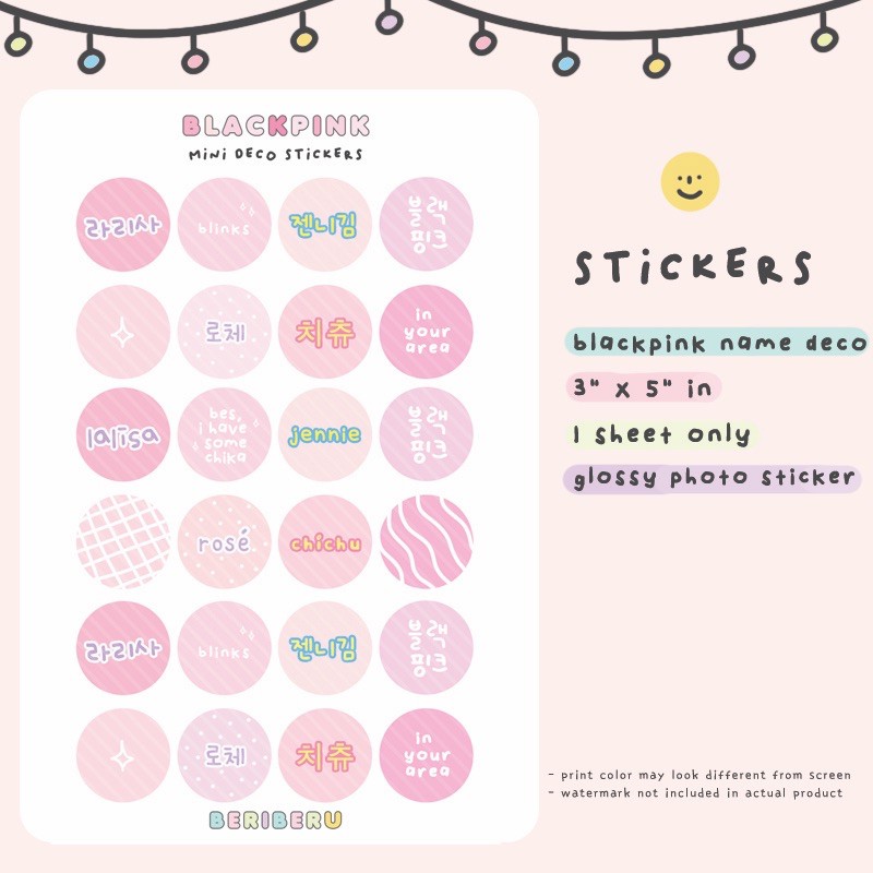 24pcs kpop blackpink deco dot stickers jennie jisoo lalisa rose kpop journal polcos stationery shopee philippines