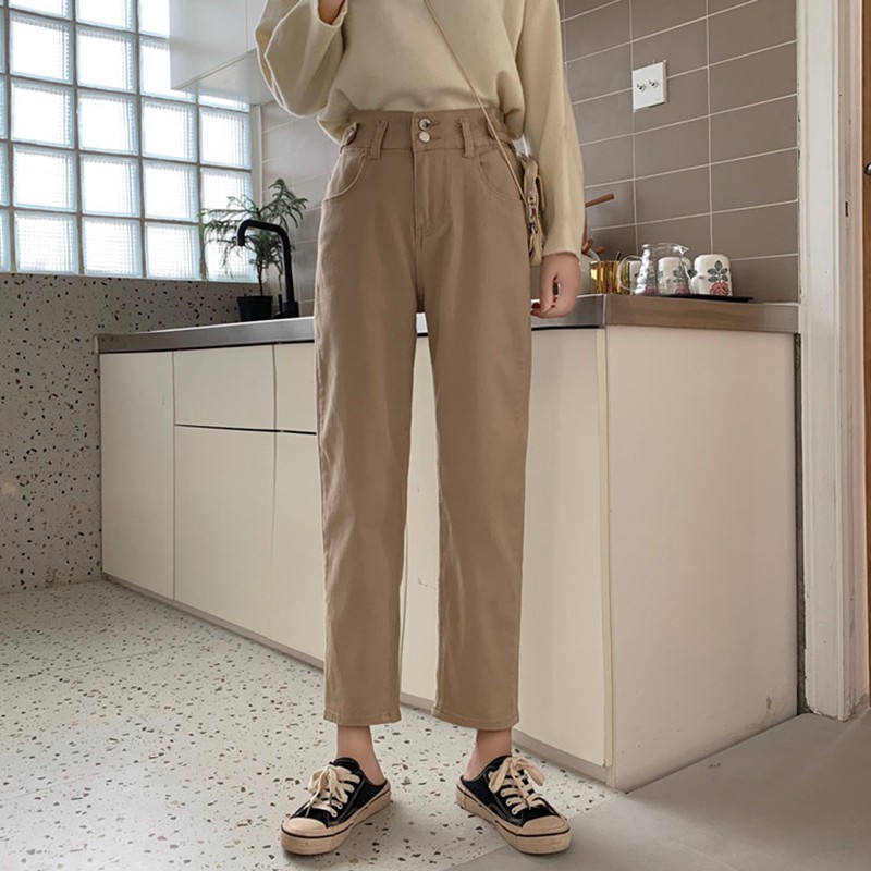 buckle khaki jeans
