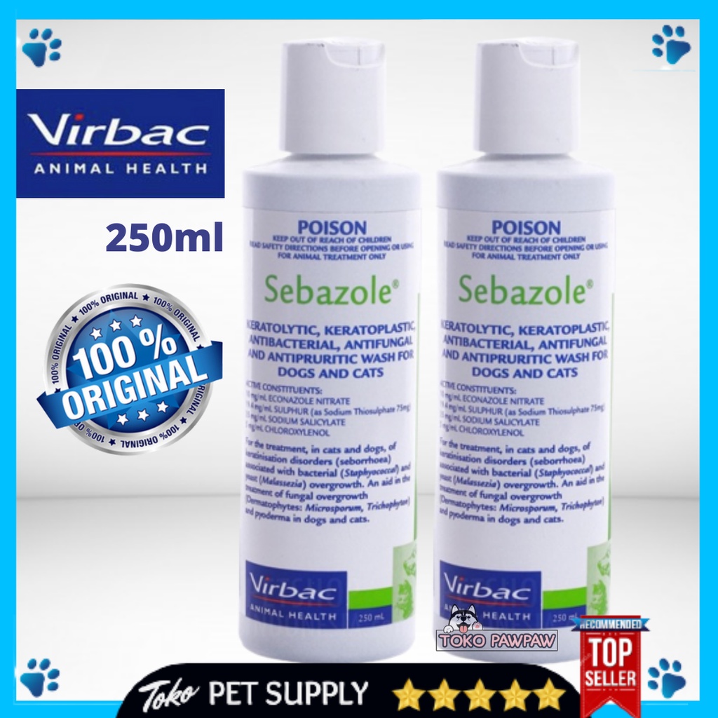 Sebazole 250ML SHAMPOO Fungus Cat Dog Nice VIRBAC SEBAZOLE PET SHAMPO