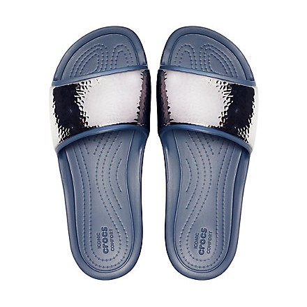 women's crocs sloane hammered metallic slide