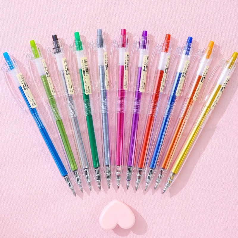 12 Colors color pen Retractable Gel Pens Colorful pens DIY handmade ...