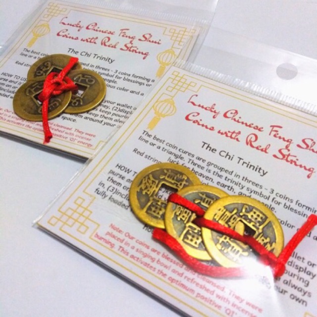 Lucky Charm Feng Shui Coins Red String Blessed Energized 3coin 3coins Shopee Philippines