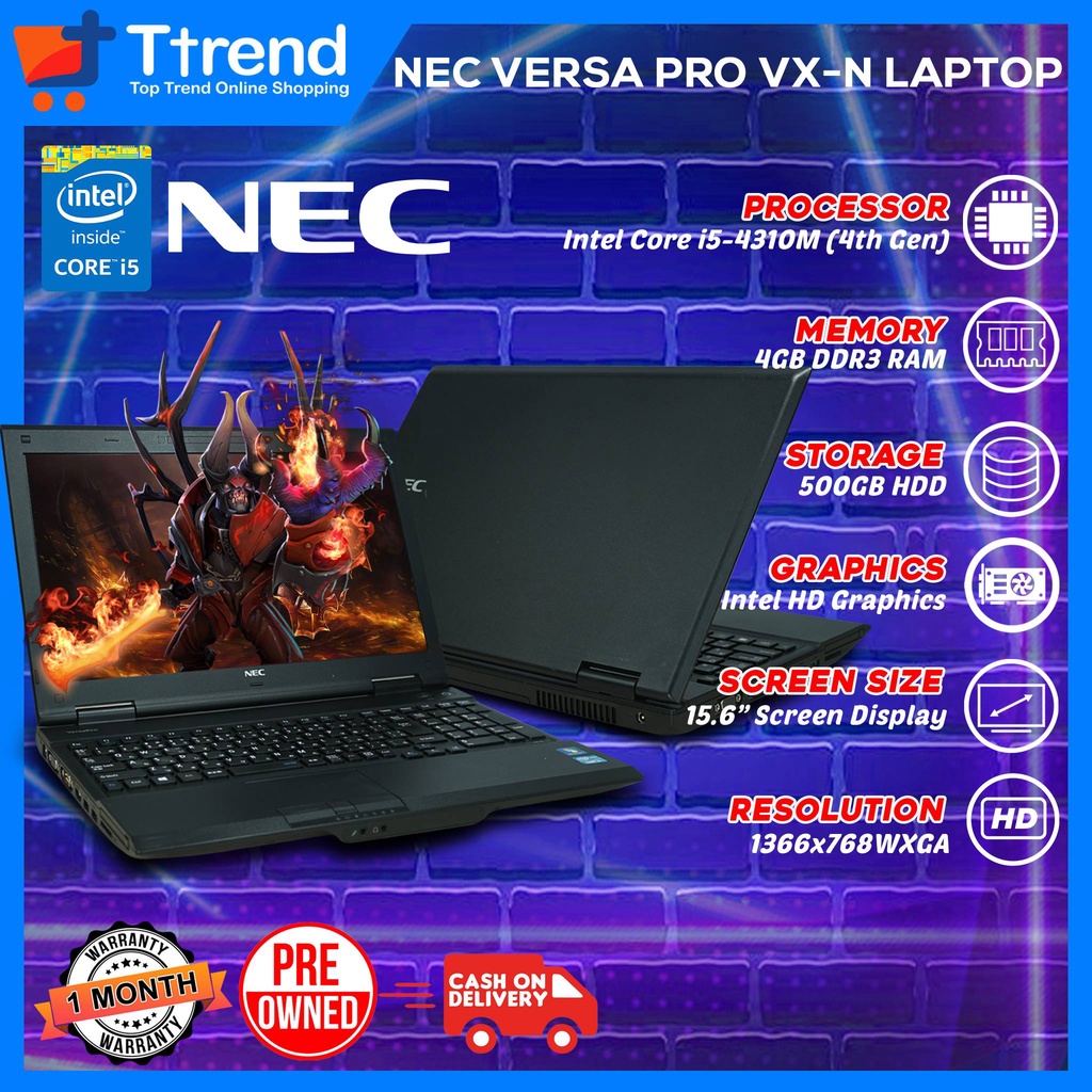 Nec Versapro Vx N Intel Core I5 4th Gen Laptop 4gb 500gb 15 6 Wifi Ready Win10 Upgradable Shopee Philippines
